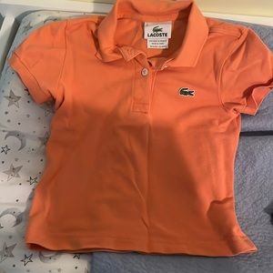 Orange Lacoste polo for toddler boy. Says 6 size on tag but I believe it’s a 2T